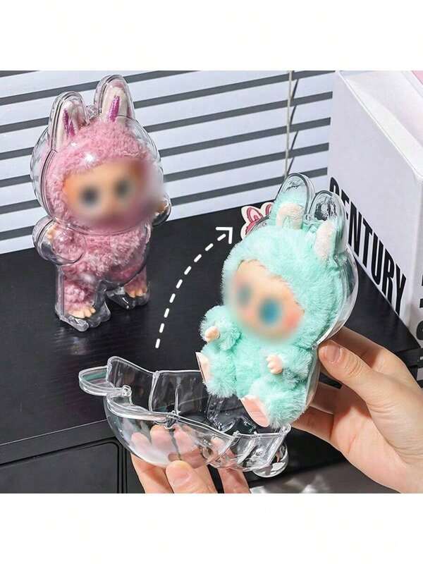Display Storage Bag, Transparent Cabinet Dustproof Pouch For Chic Monster, Portable & Waterproof PVC Organizer With Keychain For Dolls, Toys, Cables, Ideal For Birthday/Christmas Gifts(Doll Not Included)
