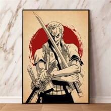 1/6 piezas Póster impreso HD resistente al agua de One Piece, el mejor regalo para niños fans del manga clásico Zoro, adecuado para decoración retro del hogar o dormitorio, sin marco