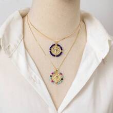 1pc Fashionable Retro Colorful Crystal Virgin Mary Pendant Necklace, Best Gift For Women Jewelry
