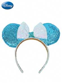 Disney 1个米老鼠耳朵发箍 公主耳朵 蓝色雪花亮片头饰 旅行派对角色扮演服装配饰