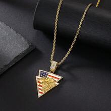 五角星、盾牌和鹰旗吊坠项链，美国独立日男女礼物，滴油镶嵌水钻