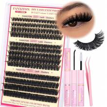 FANXITON Lash Extension Kit Volume Lash Clusters 40D+50D D Curvature Individual Lashes Lash Clusters Kit Thick Eyelash Extension Kit 280 Pcs Band Cluster Lashes Lash And Seal Tweezers - Lash Clusters Kit-d (80D+100D+120D) - View 13