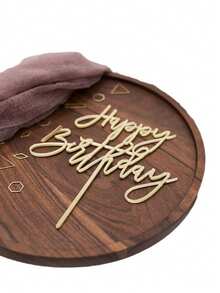 1pc/5pcs/10pcs Gold Happy Birthday Cake Topper - Gold Glitter Sign, Suitable For Anniversary Theme Party Cake Decorations - A - View 5