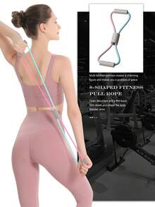8 字形阻力带，用于背部锻炼、伸展和姿势矫正，瑜伽健身训练带，可增强背部、胸部、臀部和肩部力量 - 彩色 - 查看 2