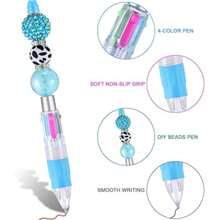 20pcs DIY Beaded Plastic Pens, Creative DIY Beaded Handmade Gift Pens, Mixed-Color Beaded Pens (Without Beads), Black Ink Pens Are Suitable For Making Decorative Gifts For Office And School Teaching Supplies - pen5 - 查看 6
