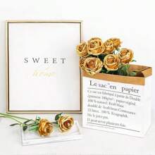 30 Artificial Roses, Gold Rose Artificial Flowers Fake Roses For Decoration DIY Wedding Bouquet Centerpieces, Bridal Shower Valentine's Day Decorations, Baby Shower Decorations, Home Decorations Outdoor Indoor Decorations, Vase Flower Decorations, Flower Arrangements, Table Centerpieces, Home Decorations Christmas Decorations Room Decor Christmas