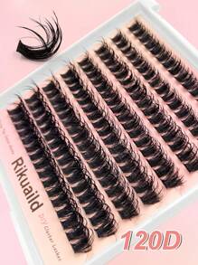 Rikuaild Rikuaild 128 Piezas Extensiones de pestañas tipo mink falso en D curl cluster, extensiones de pestañas 120D de aspecto húmedo, pestañas manga de aspecto natural, adecuado para uso diario, extensión por segmentos