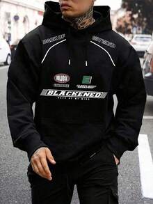 1pc Men's Hooded Sweatshirt - Polyester Solid Color Printed Hoodie, Loose Fit Pocket Pullover For Casual, Street, Outdoor, Sports, Campus Wear, Great Gift For Boyfriend/Husband, Spring/Autumn