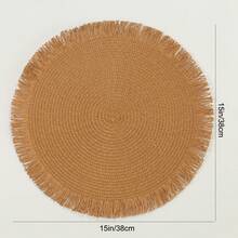 1pc/4pcs/6pcs/120pcs Woven Tassel Placemat Insulation Mat, Hotel & Restaurant Tableware Decoration, Paper Woven Living Room Desk Pad, Anti-Slip Desk Mat - Tassel Woven Placemat - View 12