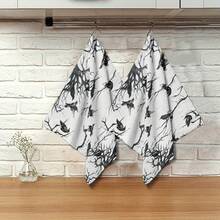 2er-Set Geschirrtücher mit Schwarz-Krähen-Muster für Halloween, hochsaugfähige Geschirrtücher, ideal für Kochen, Backen, Küche und Badezimmer - Verschiedenfarbig - Übersicht 12