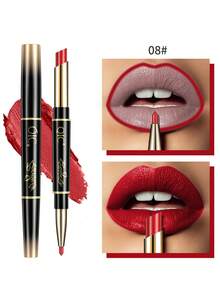 QIC Long Lasting Waterproof Christmas Gift Matte Lipstick & Lip Liner Set Long-Lasting Waterproof Double-Ended Non-Stick Cup High Pigmented Lipstick And Liner Pencil Smooth Texture Full Coverage Nude To Red Shades For All Day Wear Women Cosmetics Lips Makeup For Valentine's Day , Mother's Day Gifts - Multicolor - View 15