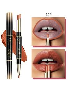 QIC Long Lasting Waterproof Christmas Gift Matte Lipstick & Lip Liner Set Long-Lasting Waterproof Double-Ended Non-Stick Cup High Pigmented Lipstick And Liner Pencil Smooth Texture Full Coverage Nude To Red Shades For All Day Wear Women Cosmetics Lips Makeup For Valentine's Day , Mother's Day Gifts - Multicolor - View 18