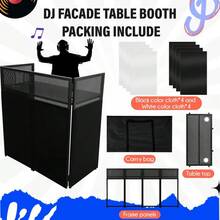 Huisuilinss Portable DJ Facade Booth,Portable DJ Booth,Foldable DJ Table Stand,Metal Frame DJ Table Station,DJ Booth Panel With White & Black Scrim,Adjustable Feet For Show Party Gathering - 41" - View 5