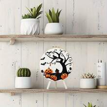 1 件刺绣套件，20x20cm/7.9x7.9 英寸，万圣节南瓜主题，手工 DIY 刺绣套件，适合成人和初学者，包含说明书、印花布、刺绣框架、针线 - 彩色 - 查看 4