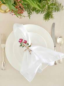 12/10/8/6/4/2 件金属玫瑰餐巾环套装 - 适用于西餐厅，玫瑰花餐巾架适用于母亲节、宴会、派对、婚礼，花餐巾环适用于情人节宴会餐桌装饰，金属玫瑰餐巾架 - 彩色 - 查看 9