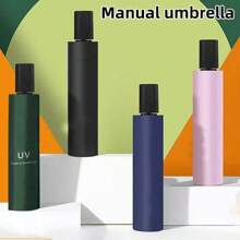 1pc Uv Folding Umbrella, 8-Bone Sun Umbrella, Sun Protection And Shading Umbrella, Sun Umbrella, Solid Color Business Three-Fold Umbrella, Black Rubber UV-Resistant Umbrella, Waterproof Umbrella, Travel Umbrella, Elegant Design, High Water Repellent Umbrella, Suitable For Rainy Days, Gift Umbrella