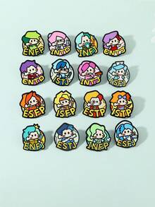 1 件装 16 型个性化 MBTI 徽章创意个性化职业个性化测试别针背包配件 - 彩色 - 查看 3