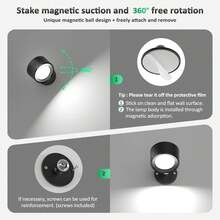 LED Wall Mounted Lights 3 Pcs With Remote, Wall Sconces Lamp 3000mAh Rechargeable Battery Operated, 3 Color Temperatures & Dimmable Magnetic 360° Rotation Cordless Light For Bedroom Bedside - 7W - View 8