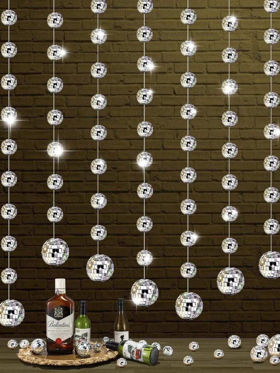 1Pack Disco Party Decorations Mini Disco Ball Hanging Silver Reflective Mirror Ball For 70s, 80s, Hippie Bachelorette, Birthday, Wedding, Party Backdrop Supplies, Home Decor, Room Decor, And Fall Decorations