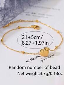 Nooxian 1pc Anklet, Summer Beach Anklet For Women, Stackable Hypoallergenic Stainless Steel Heart Pendant Foot Chain, Mother's Day & Valentine's Day Gift (Random Bead Count, No Gift Box)