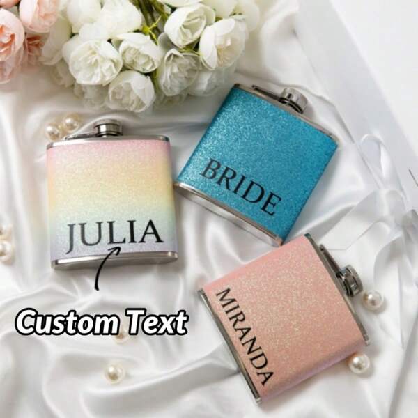 Personalized Flask, Glitter Stainless Steel Flask, Gifts For Bridesmaids, Bridesmaid Proposal, Bridal Party Favors, Bachelorette Flaks Gifts