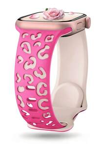 Leopard Engraved Bands Compatible With Apple Watch Band 40mm 41mm 38mm 42mm 44mm 45mm 46mm 49mm, Cheetah Pattern Soft Silicone Strap Compatible With IWatch Series 10 9 8 7 6 5 4 3 2 1 SE Ultra