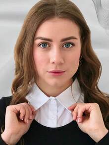 1 件女式纯色新款大尖领假迪基领，时尚高端百搭装饰衬衫领，适合毛衣分层，休闲高品质柔软，适合日常或外出，所有季节 - 彩色 - 查看 2