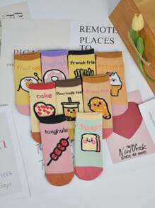 3Pairs/5Pairs Women Cartoon Graphic Printed Short Socks, Versatile & Fashionable For Spring, Summer, Fall