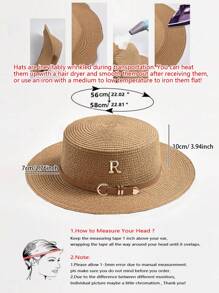Boho 1pc Women's Fashionable And Cute Straw Hat With Leather Buckle Suitable For Beach Vacation, Daily Use, And Sun Protection Cowboy Hat Valentine's Day