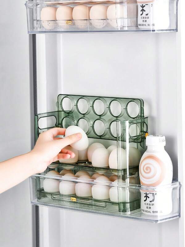 [Amélioré] Porte-œufs pliable en PET ultra-durable et ultra-transparent à 3 niveaux - Contient 30 œufs, résistant aux enfoncements et aux chocs, distributeur d'œufs pour réfrigérateur, organisateur d'œufs pour porte de réfrigérateur, distributeur d'œufs pour placard - Avec compteur, contient 30 œufs, conception à bascule - Idéal pour la cuisine, le réfrigérateur, le placard, le stockage des œufs.