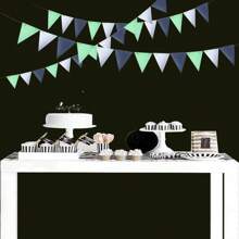 15pcs Gold, White, Green Triangle Banner For Birthday, Wedding, Proposal, Bachelor Party, Retirement, Valentine's Day, New Year, Christmas, Room, Garden Hanging Decor