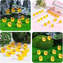 100 件发光迷你树脂鸭子雕像，散装小鸭子雕像，可用于娃娃屋装饰、微型花园景观、捉迷藏、恶作剧、可爱派对礼物、工艺品