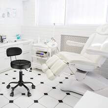 Swivel Stool With Wheels Height Adjustable Rolling Spa Stool Chair Backrest Black - 白色 - 查看 5