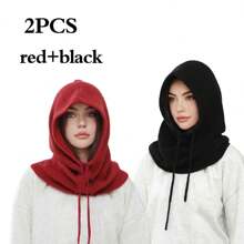 Soft Thick Knit Balaclava Hat Outdoor Cold-Proof Hood Scarf Neck Warmer Hat Elastic Ski Face Mask Windproof For Autumn/Winter