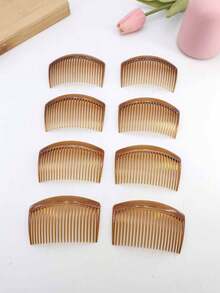 8/24pcs Plastic Hair Combs Set For Women, Suitable For Daily Hairstyling, Hair Accessories, Side Comb, School Stuff, Wedding, Head Accessories, Bridal Hair Accessory, Bridesmaid - Dark Brown - View 10