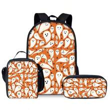 Purple Butterfly Print Backpack Trio (Single-Layer Backpack + Shoulder Strap Lunch Bag + Single-Layer Pencil Case) - Black - View 5