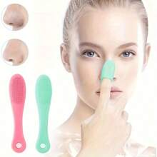 2/4 piezas Cepillo de silicona suave con forma de dedo para limpieza facial, eliminación de puntos negros, cepillo de nariz, cepillo exfoliante para limpieza facial, herramienta de cuidado