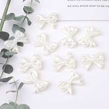30pcs White Faux Pearl Bow Flat Back Bow Decoration For Phone Case, Fan, Cream Glue, DIY Bracelet, Necklace, Phone Case, Craft