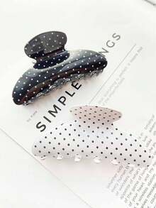 2pcs Women's Polka Dot Sequin Semi-Circle Hair Clips Set, Minimalist Fashionable Casual Cute Acrylic Material Black & White Dotted Semi-Circle Acetate Hair Clips Combo, Suitable For Daily Commute Outfit Matching, Bun Hairstyle Fixing, Non-Damaging Hair Accessories Women Claw Clip Autumn Accessories Fall Winter For Vacation Outfits Woman - Multicolor 3 - View 6