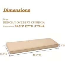 Aoodor 46.5'' X 17.7'' X 3'' Patio Bench Cushion, Olefin Fabric Slipcover Sponge Foam, Outdoor Use