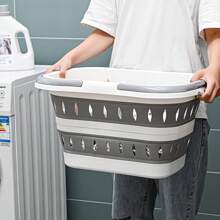 Collapsible Plastic Laundry Hamper With Handles - Portable Folding Clothes Basket For Bedroom, Bathroom & Multi-Room Use, White & Gray Rectangular Design With Ventilation Holes, Laundry Basket, Laundry Baskets Folding Dirty Clothes Basket, Household Wall Mount Clothes Storage Basket, Bathroom Laundry Basket, Plastic Large Laundry Basket, Home Organization And Storage Supplies For Bathroom Bedroom Living Room Dorm