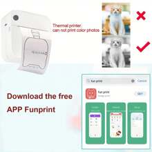 Mini Printer, Portable Thermal Sticker Maker With 1 Roll Paper, Compatible With IOS & Android, Sticker Printer For Study Notes, Pictures, DIY, Journal