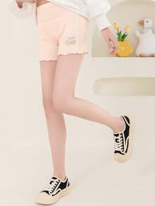 5 条女童纯色短裤，樱桃图案，居家和日常穿着舒适，青少年和年轻女士的时尚之选