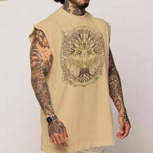 Oversized Long Cotton Tank Top Elden Ring Symbol Art Game Geek Mode - Vàng - Xem 4