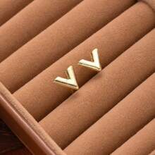 1 Pair 925 Sterling Silver & Copper V-Shaped Luxury Women's Earrings, Suitable For Summer/Daily Wear, Festivals, Parties, Gifts