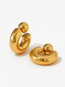 2 piezas de Pendientes de aro de acero inoxidable con baño de oro de 18 quilates de moda, a prueba de agua y resistentes a la decoloración, adecuados para el uso en vacaciones de la mujer