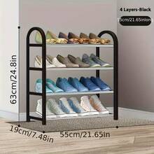 Multi Layer Shoe Rack, Single Row Vertical Shoe Cabinet, Stackable Metal Shoe Tower, Black Shoe Rack, Suitable For Foyer Cabinets, Bedrooms, Corridors, Terraces - màu đen - Xem 3