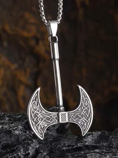 1 Stück neuer retro kreativer keltischer Knoten-Axt-Anhänger Halskette für Männer und Frauen, tägliche Lässig Mode, personalisierter attraktiver Schmuck als Geschenk