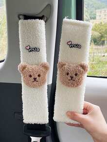 1pc/2pcs Car Seat Belt Shoulder Protector Cute Little Bear Car Anti Pinch Seat Belt Protector Soft And Comfortable - one-size - View 13