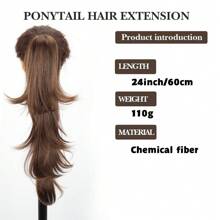 Synthetic Claw Clip Ponytail Hair Extensions Long Wavy Pony Tail False Hair For Women Horse
